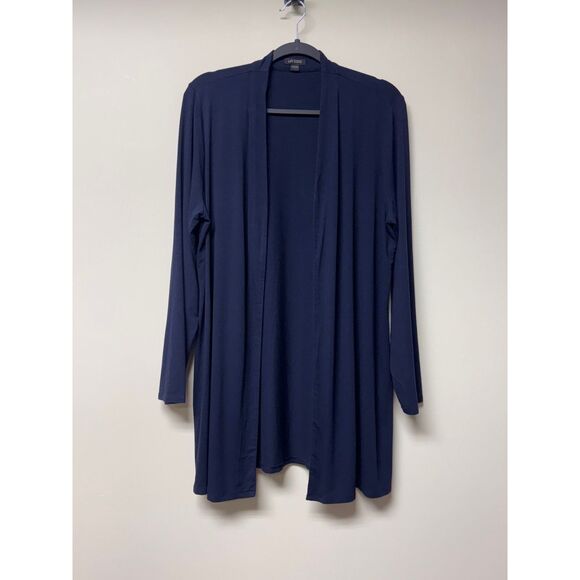 J. JILL Wearever Collection Navy Blue Open Front Long Line Cardigan, Sz L - Picture 1 of 8